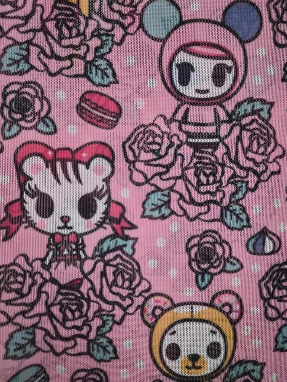 TokiDoki Flowery Friends Pink Short Sleeve Mock Turtleneck - Picture 5 of 9